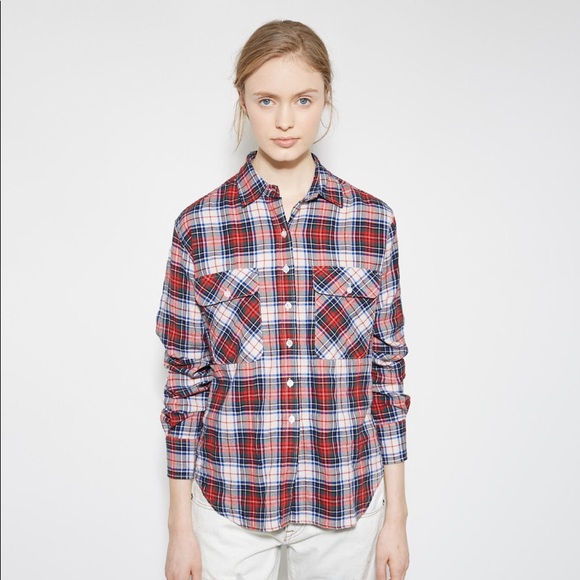 R13 Zipper Back Plaid Japanese Fabric Shirt. Small - Picture 2 of 11